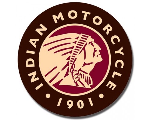 Enseigne Indian Motorcycle en métal  ronde / Logo